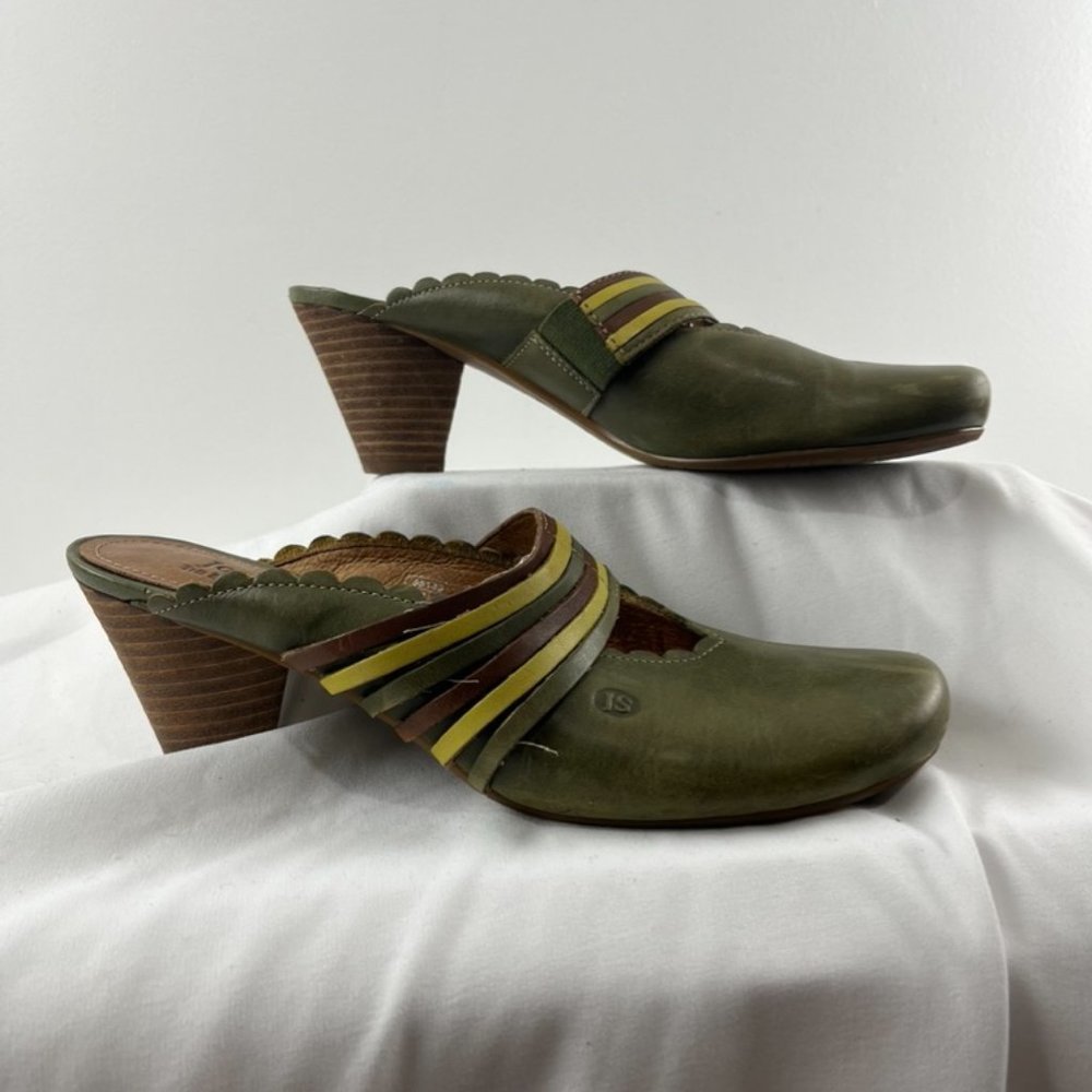 Josef Seibel Green Leather Mules